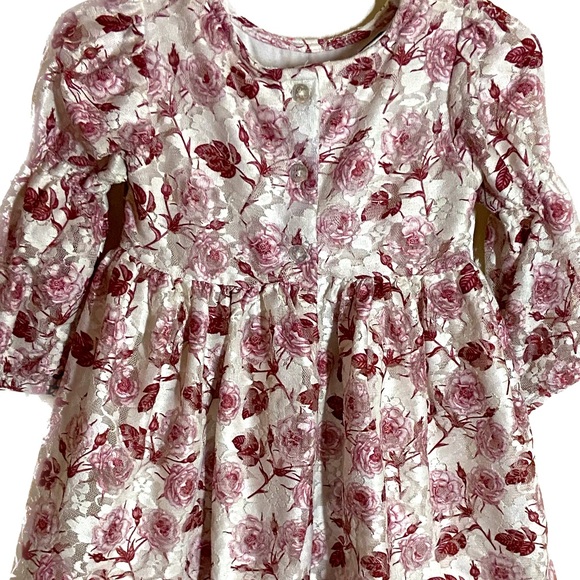 Pippa & Julie Beautiful Rose Lace Overlay Fully Lined Dress Size 12M - Picture 2 of 4